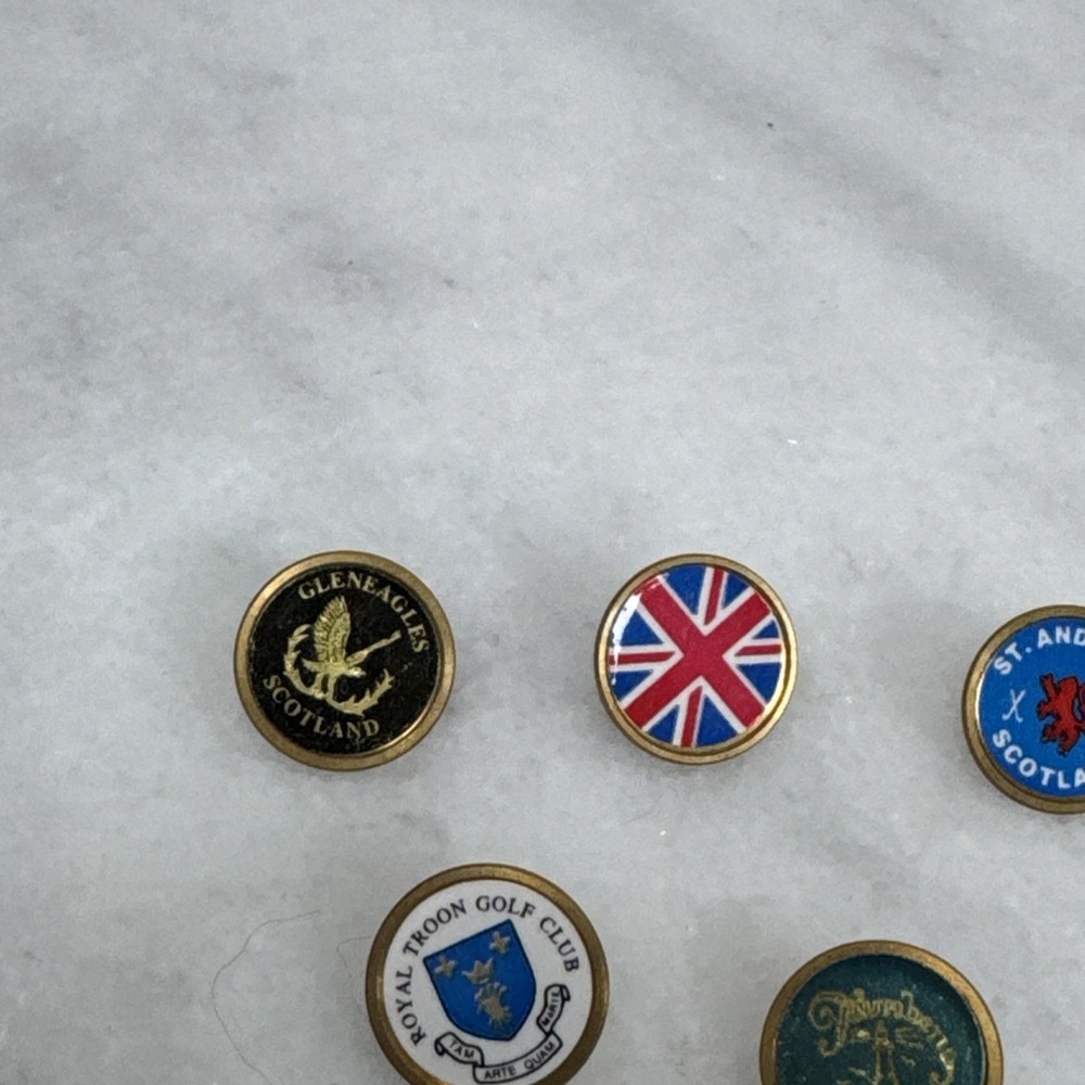 Vintage Golf Ball Marker Lot St Andrews Troon Muirfield Carnoustie Lot Of 6 - Picture 2 of 7